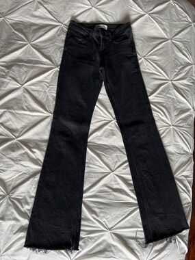 Zara Black Mid Rise Flare Jeans